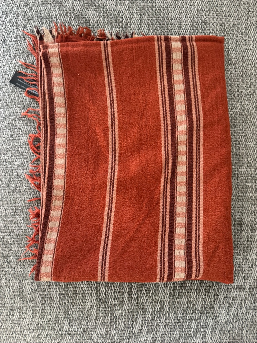Massimo Dutti Rust Orange Striped Throw 130 x 160 cm 71% Wool